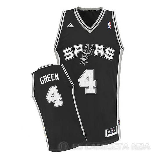 Camiseta Green #4 San Antonio Spurs Negro - Haga un click en la imagen para cerrar